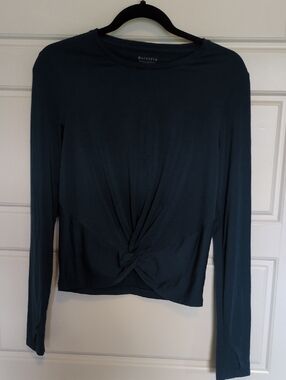 Athleta Teal Long-Sleeve Twist-Front Top